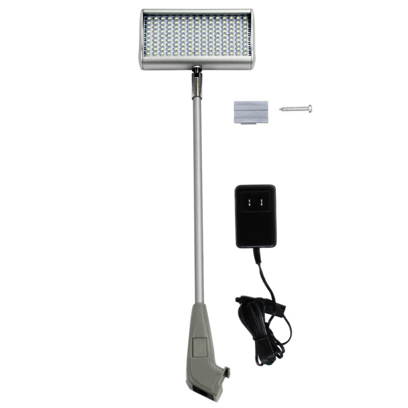 Silver LED Light Fixture for Stretch-Fabric Pop-Up Display Frames Silver LED Light Fixture for Tension-Fabric Pop-Up Display Frames
